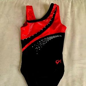 Beautiful GK red black velvet crystal gymnastic leotard